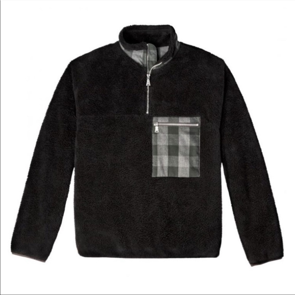 Adam Lippes for Target Sherpa Buffalo Plaid Pullover Quarter Zip Sz L